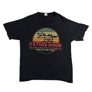 Port & Company Father Hood Jurassic Park Graphic T-Shirt Mens Large Black T-Rex